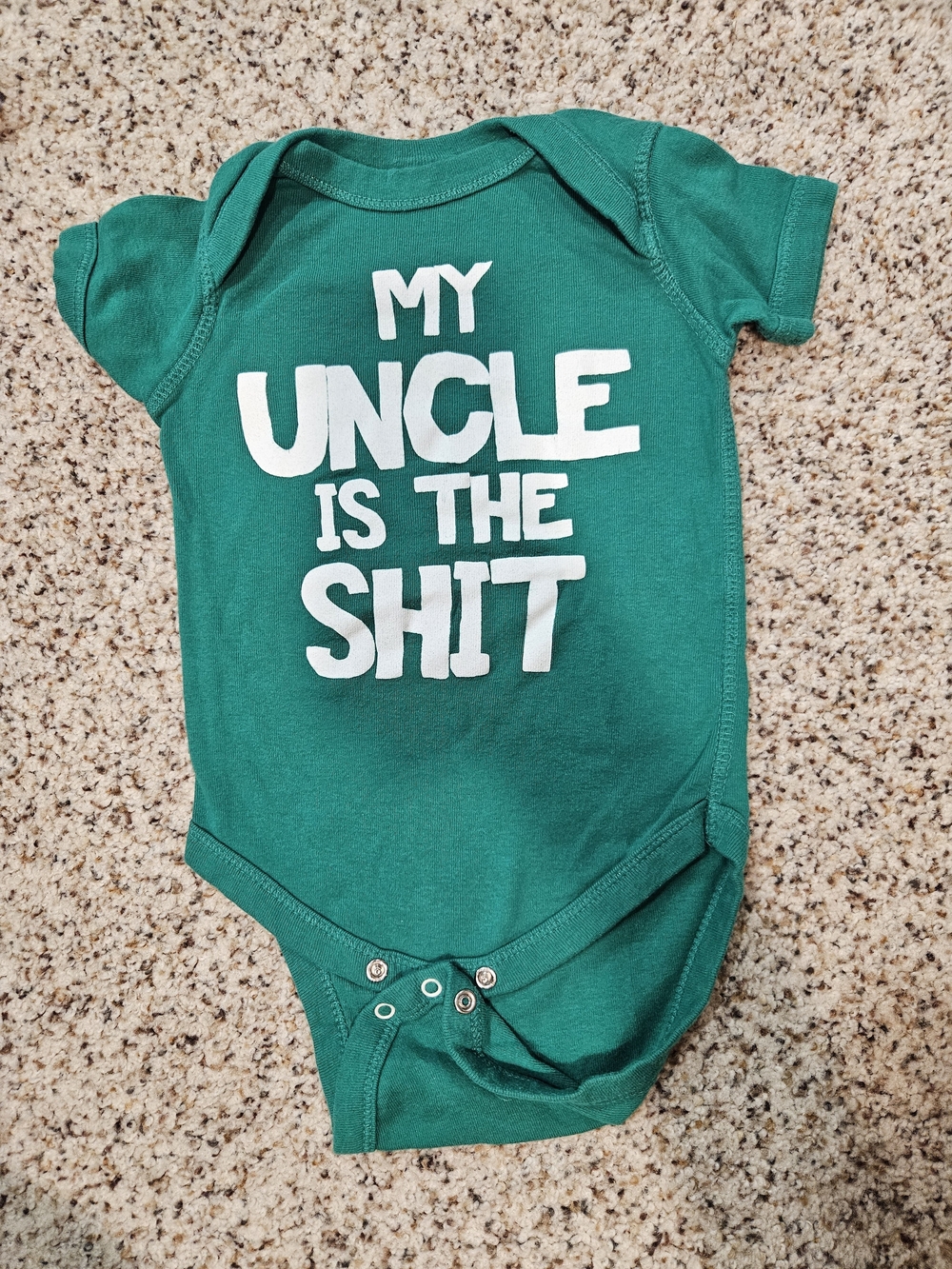 Spencer's Teal Graphic Baby One-Piece Bodysuit - 'My Uncle Is The Shit'